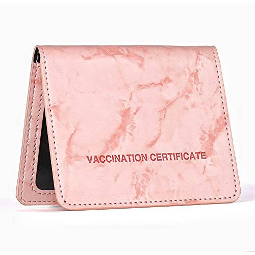 Vaccine 카드 보호 PU 가죽 Vaccination 카드 지갑, CDC Vaccination 카드 보호 4 X 3 인치, Immunization LP레코드 Vaccine 카드 Holder(Pink)