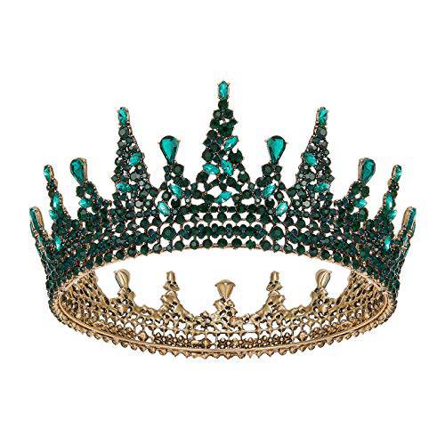 SWEETV 보석 퀸 왕관 여성용, 풀 라운드 Baroque Tiaras and Crowns