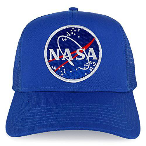 Armycrew NASA 미트볼 스페이스 로고 자수 패치 스냅백 캡 - 매쉬 후면 - 로얄 블루