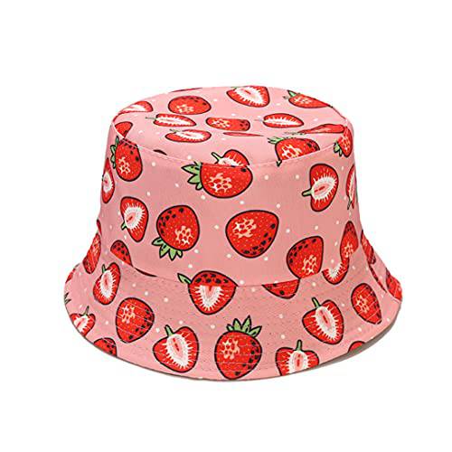 Joylife 바나나 프린트 버킷 모자 과일 패턴 어부 모자 섬머 양면 포장가능 캡