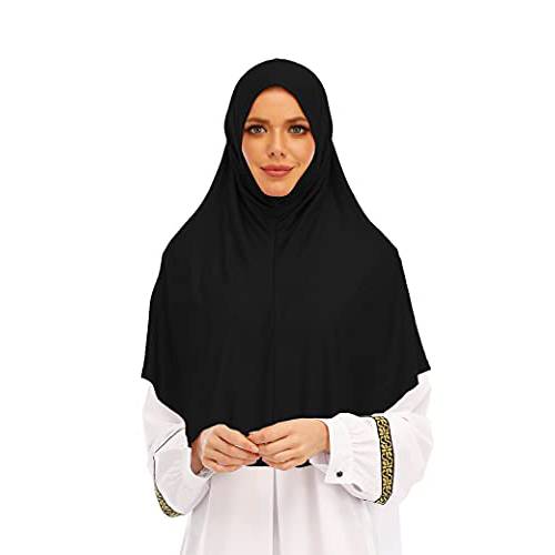 Abetteric Women’s 폴리에스터 스카프 패션 Hijab 솔리드 컬러 숄 인스턴트 이슬람교도 랩