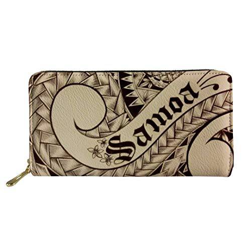 Freewander Samoan 전통문양 패턴 여성 지갑 가죽 지갑 여성 지갑 동전 포켓 4 카드 슬롯 쇼핑 편리한 머니 클립,핀 클러치 백 폰 홀더 Nauru 디자인