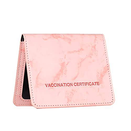Vaccination 카드 보호, 4 x 3 PU 가죽 Vaccine 카드 홀더 to 프로텍트 Your CDC Vaccine Certificate from Getting Wet or Dirty(Pink)