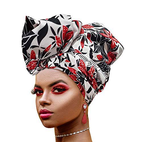 Novarena 롱 Kente Ankara 아프리칸 프린트 머리싸개 여성용 머리끈 스카프 터번 Dashiki 헤드 랩 (Ankara 프린트 15)