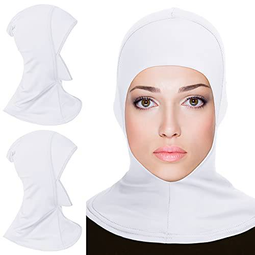 2 피스 모달 Hijab 캡 조절가능 이슬람교도 신축성 터번 풀 커버 숄 캡 풀 넥 커버리지 레이디