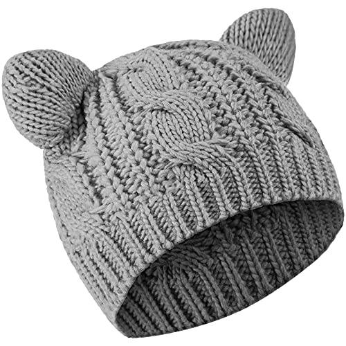 고양이 이어 비니 모자 귀여운 고양이 니트 모자 겨울 니트 케이블 모자 여성용 걸스