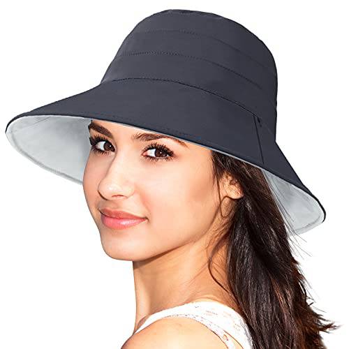 UPF50+ 버킷 모자 여성/ 남성용, 와이드 Birm 썬 모자 UV 프로텍트 부니햇 낚시 등산 사냥 가든 사파리 비치