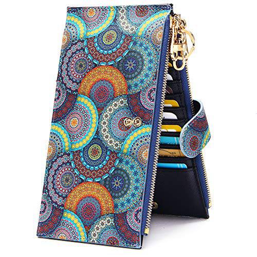 KUKOO 지갑 여성용 RFID 차단 대용량 슬림 바이폴드 멀티 카드 오거나이저,수납함,정리함 지갑 지퍼 포켓 선물상자