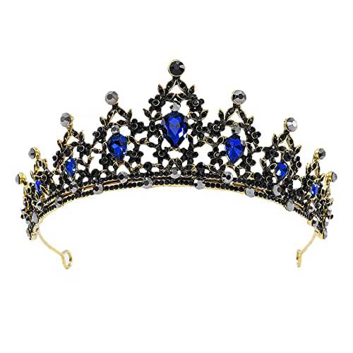 로얄 블루 Crowns 여성용, Baroque 퀸 Crowns, 크리스탈 웨딩 Crowns and Tiaras 신부, 모조다이아몬드 Prom 페스티벌 할로윈 왕관, Quinceanera 왕관 헤어 악세사리