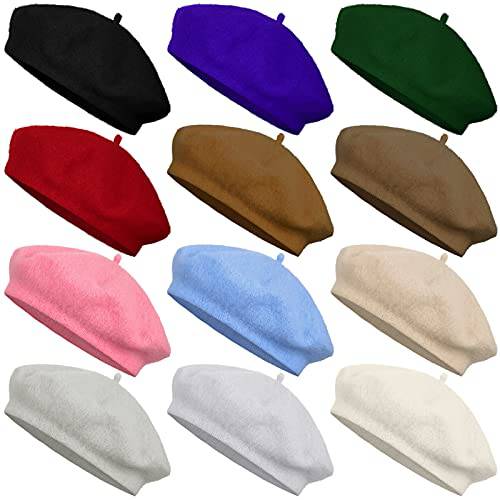 URATOT 베레모 모자 여성용 프렌치 베레 패션 솔리드 컬러 모자 겨울 비니 양모 캡