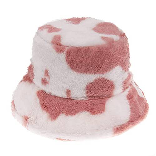 겨울 봉제 버킷 모자 여성용 호피 프린트 Fuzzy 버킷 캡 캐쥬얼 따뜻한 인조 퍼 어부 모자