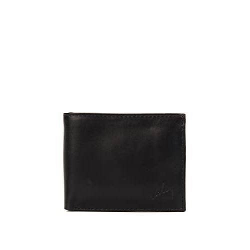 VELEZ Men’s 정품 트라이폴드 가죽 지갑 (블랙) (블랙, 스몰)