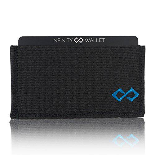 Infinity 지갑 - 미니멀리스트 지갑 남녀공용, 남녀 공용 (블랙 블루 로고)