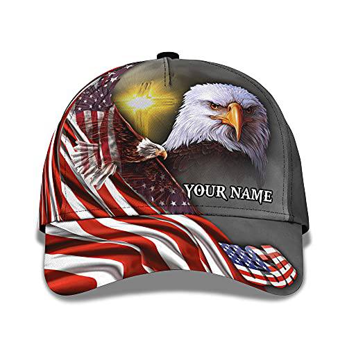 유니섹스 Patriotic 커스텀 Text 캡 US 대머리독수리 아메리칸 깃발 디자인