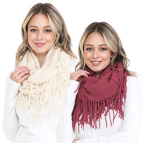 BASICO 겨울 Infinity 스카프 여성용 따뜻한 니트 플레이드 Infinity 스카프 원 루프 스카프