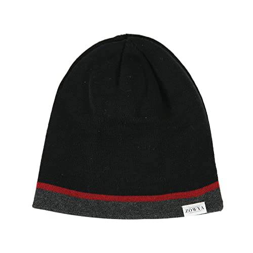 zowya 양면 니트 비니 모자 남성용&  여성 Pinstripe 신축성 소프트 겨울 Stylish 따뜻한 유니섹스 1-Hat