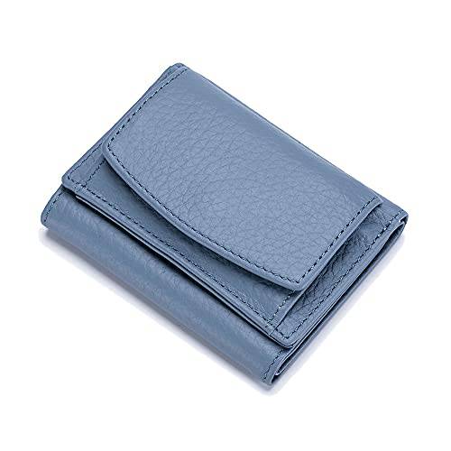 Yocipa 스몰 지갑 여성용 RFID 가죽 컴팩트 카드 지갑 여성 Thin 전면 포켓 Purse(Blue)