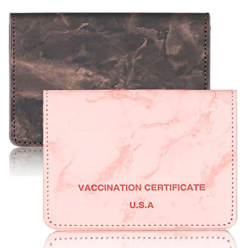 Vaccination 카드 보호, 2PCS 4 x 3 PU 가죽 Vaccine 카드 홀더 to 프로텍트 Your CDC Vaccine Certificate from Getting Wet or 더러운