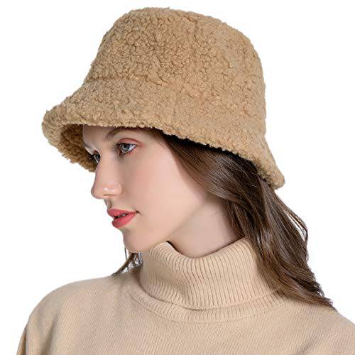 여성 겨울 버킷 모자 빈티지 Cloche 모자 따뜻한 인조 퍼 양모 아웃도어 어부 캡