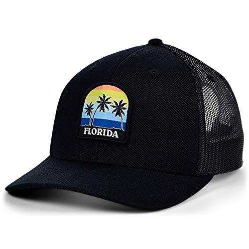 Local Crowns FloridaState 패치 캡, 엣지 조절가능 Trucker 스타일 스냅백 모자 남녀공용, 남녀 공용  블랙