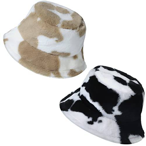 겨울 인조 퍼 버킷 모자 2 피스 따뜻한 모피 캡 풍성한 모자 Fuzzy 트렌디 버킷 모자 어부 캡 캐쥬얼 봉제 버킷 모자