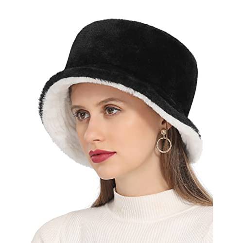 소울 Young 인조 퍼 모피 Fuzzy 버킷 모자 양면 Double-Side-Wear 유니섹스 겨울 따뜻한