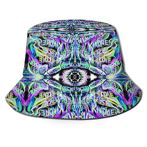 Kicoyuaz 패션 Trippy 버킷 모자 사이키델릭 섬머 유니섹스 프린트 버킷 모자