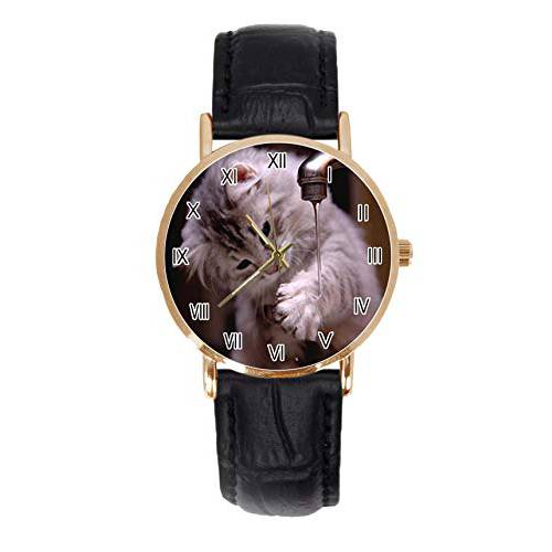 시계 남성용 여성 스테인레스 스틸 다이얼 가죽 스트랩 시계 아날로그 쿼츠 심플 커스텀 유니섹스 손목 시계