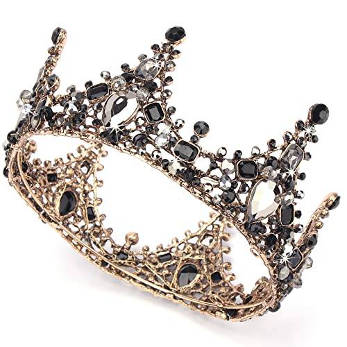 블랙 큐빅 Tiara Baroque 퀸 Crowns 고딕 웨딩 Headpiece 빈티지 스타일 크리스탈 왕관 Prom 생일 파티 신부 샤워 장식용 Tiaras