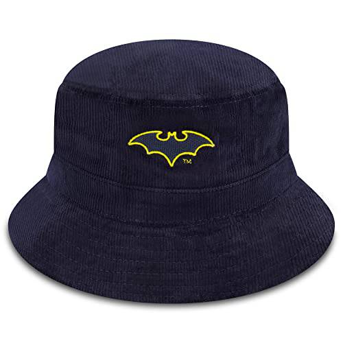 Concept 원 DC 코믹스 배트맨 로고 코듀로이 버킷 모자, 네이비, 미디엄/ 라지 원 사이즈