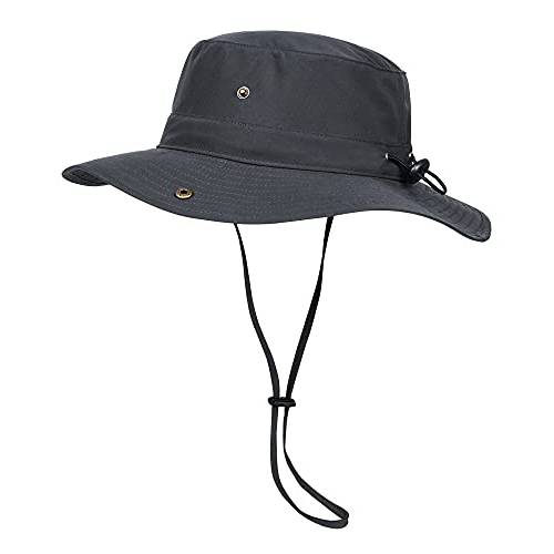 Hatiis 썬 모자 남녀공용, 남녀 공용 넓은챙 낚시 버킷 모자 스트링 UV 프로텍트 모자 그레이