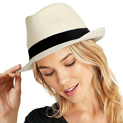 여성 페도라 빨대 썬 모자 숏 Brim Trilby 모자 파나마 남성용 롤 Up 비치 모자