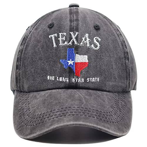 OASCUVER Texas Lone 스타 State 모자, TX States 깃발 맵 쉐입 자수 조절가능 Washed 야구모자
