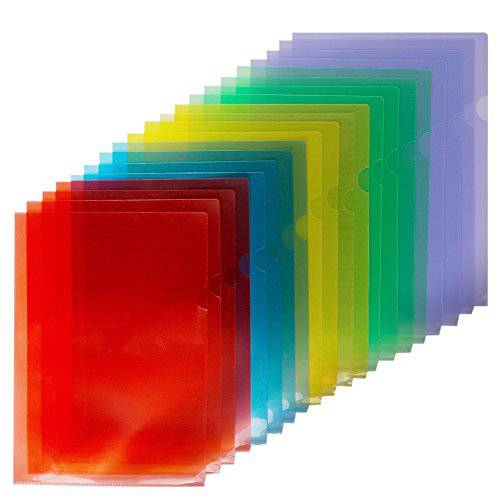 Fasmov  클리어 문서 폴더 Project 포켓, 세트 of 20 in 5 다양한 컬러 (Yellow, 그린, 블루, 퍼플, 레드)
