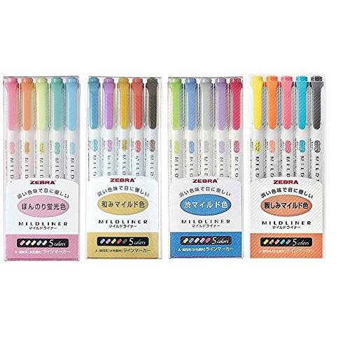 Zebra 마일드라이너 형광펜,하이라이터 펜 세트, 20색 파스텔 컬러 Set (Japan 수입)