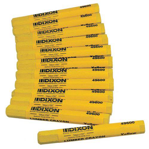 Dixon  산업용 Lumber 마킹 크레용,크레파스, 4.5 x 1/ 2 육각, Yellow, 12-Pack (49600)