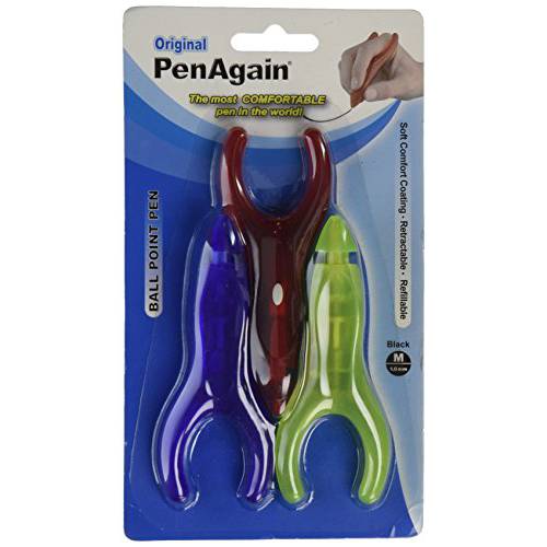 PenAgain 3 Pack Pens 펜, Red Blue Green or Neon Green (00063)