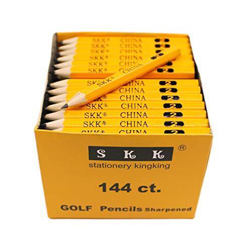 SKKSTATIONERY  골프 펜슬, 1/2,하프 연필, 3.5 연필, 2 HB 펜슬, 육각형, 깎여짐, 144/ 박스.