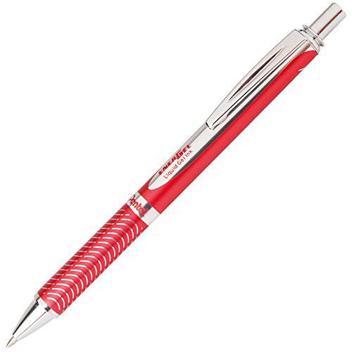 Pentel EnerGel Alloy 개폐식 리퀴드액체 젤펜, 잉크펜, Red 배럴, Black 잉크, 1 Pack (BL407B-A)