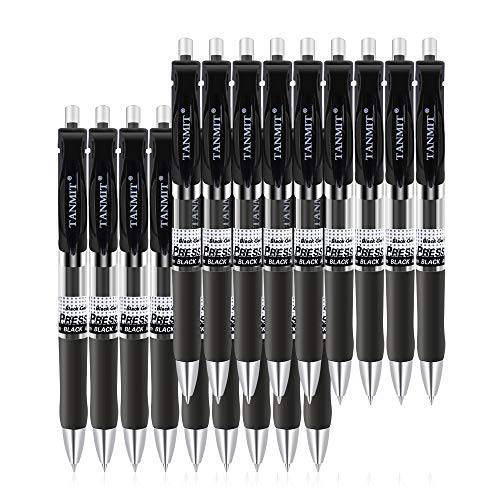 TANMIT 개폐식 젤펜 잉크펜, Black Ink, 롤러볼 Pens 펜, 파인포인트팁 가는 심 가는 촉 볼펜, 필기펜, 사무실 오피스 - 0.5mm 팁, 편안한 손잡이, 18-Pack