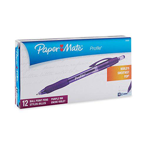 PaperMate 프로파일 계폐식 볼펜 Pens 볼드,진한 1.4mm 퍼플 12 개