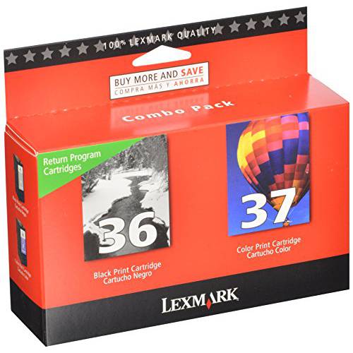 Lexmark 18C2229 36 37 X3650 X4650 X5650 X6650 X6675 Z2420 잉크카트리지  프린트잉크 (블랙 & 컬러, 2-Pack) in 소매 포장, 패키징