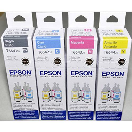 Epson Original 오리지날 리필 잉크 세트 (T6641 T6642 T6643 T6644) for L100 L110 L120 L200 L210 L300 L350 L355 L550 L555