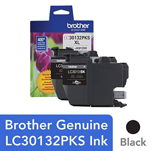 Brother 정품 LC30132PKS 2-Pack 고수율, 고성능, 높은 출력량 블랙 잉크 카트리지 페이지 출력,수율 up to 400 페이지 카트리지 LC3013