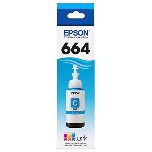 Epson 664 T664220-S ET-2500 ET-2550 ET-3600 ET-4500 ET-4550 ET-16500 EcoTank 교체용 잉크병 (Cyan) in 소매 포장 패키징