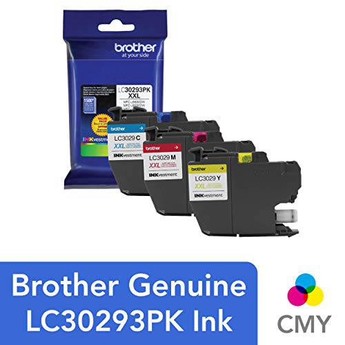 Brother LC3029 컬러 C/ M/ Y 잉크 카트리지 (LC30293PKS), 슈퍼 고수율, 고성능, 높은 출력량, 3/ 팩, Cyan/ Magenta/ yellow
