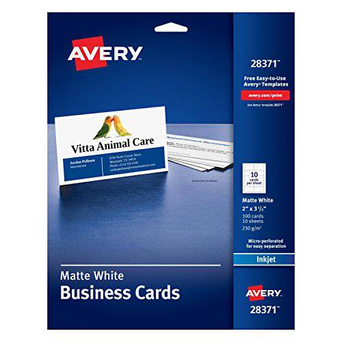 Avery 잉크젯 프린터용, White, 비지니스 카드 명함 용지 종이 (28371)