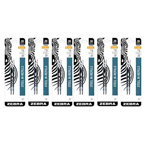Zebra G-301 스테인레스 스틸 펜 JK-Refill, 미디엄 포인트, 0.7mm, 블랙 잉크, 2-Count (6 팩)