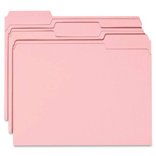 Smead 화일,파일 폴더, 1/3-Cut 탭, 레터 사이즈, Pink, 상자 당 100개 (12643)