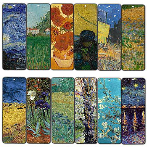 Creanoso  밴 Gogh 문구,인용구 책갈피 (12-Pack)  프리미엄 선물 세트  Inspiring Classical 아트 문구 세트  Great Bookmarker 콜렉션 남성용, 여성용, Teens, 아티스트